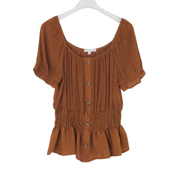 Women's Brown Button-Up Blouse - Picture 2 of 6